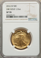 2016-W 50C 24K Gold Half-Ounce SP NGC MS70