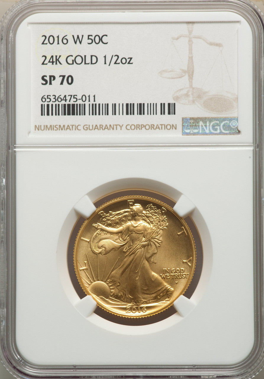 2016-W 50C 24K Gold Half-Ounce SP NGC MS70