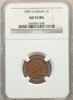 1909-S 1C Indian BN Indian Cent NGC AU53