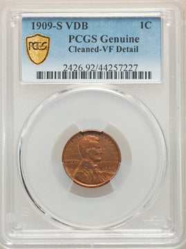 1909-S 1C VDB BN Genuine Lincoln Cent Genuine PCGS VF20