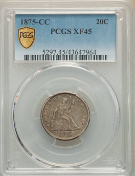 1875-CC 20C Twenty Cent Pieces PCGS XF45