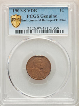 1909-S 1C VDB BN Genuine Lincoln Cent Genuine PCGS VF20