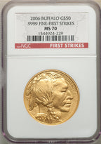 2006 $50 One-Ounce Gold Buffalo First Strike NGC MS70