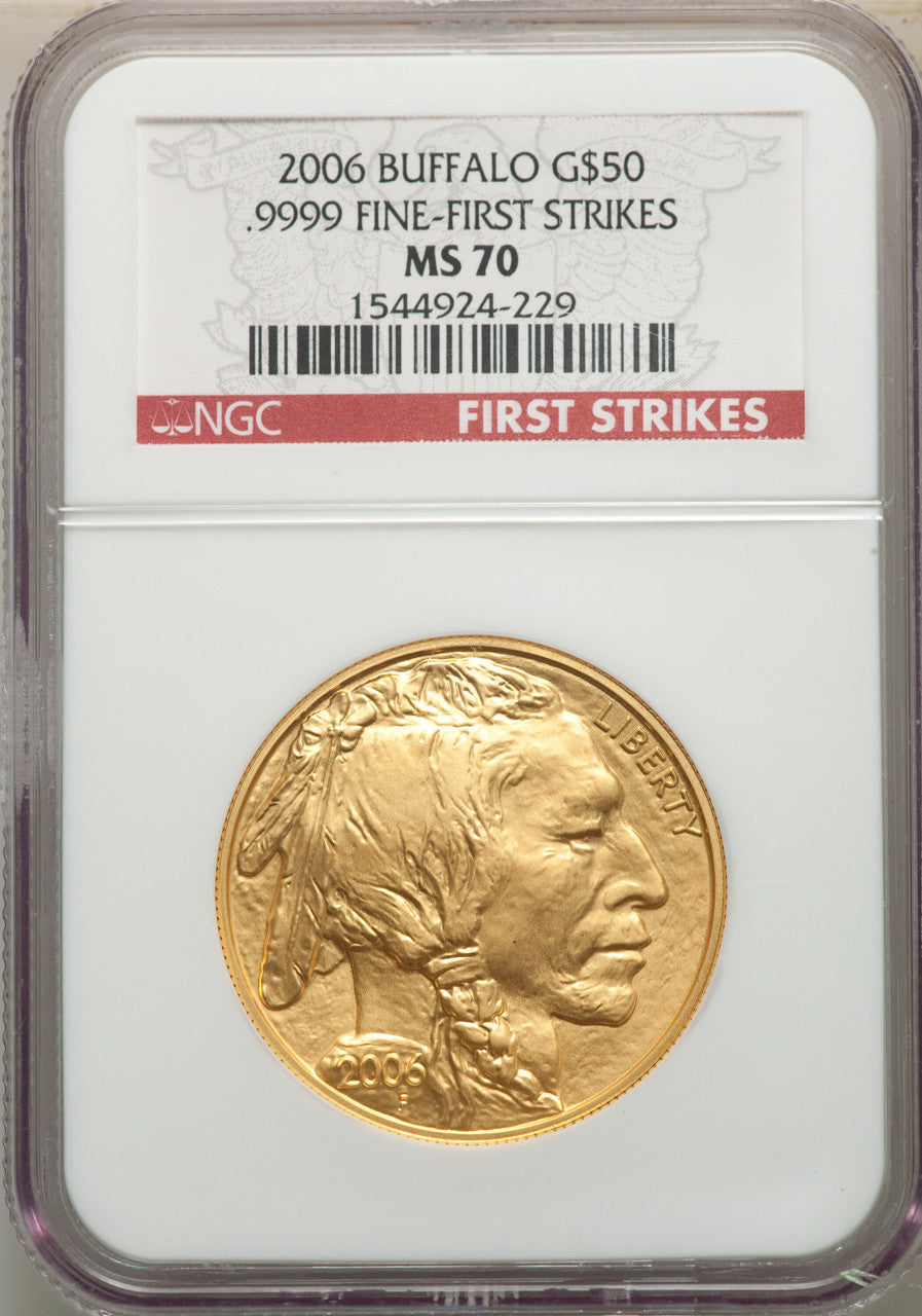 2006 $50 One-Ounce Gold Buffalo First Strike NGC MS70