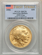 2006 $50 One-Ounce Gold Buffalo First Strike PCGS MS70