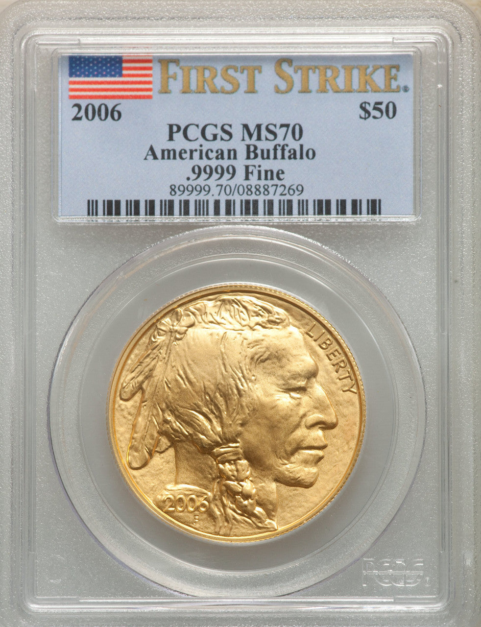 2006 $50 One-Ounce Gold Buffalo First Strike PCGS MS70