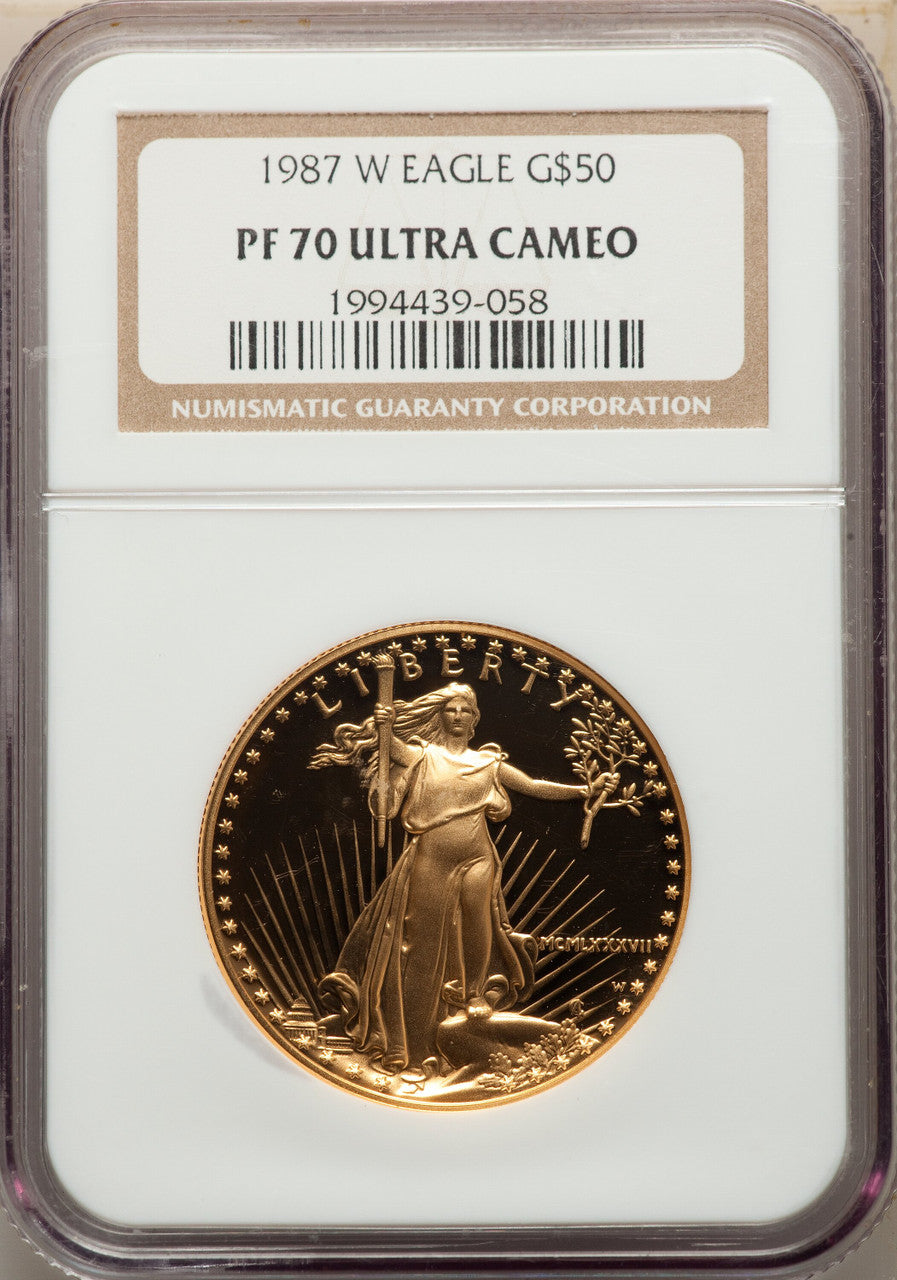 1987-W $50 One-Ounce Gold Eagle NGC PF70
