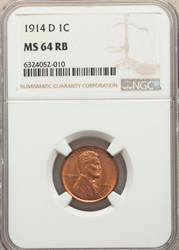 1914-D 1C RB Lincoln Cent NGC MS64