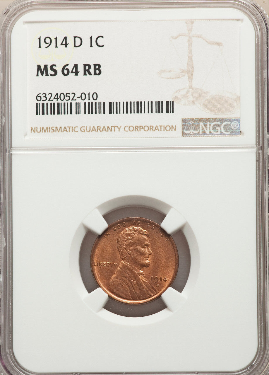 1914-D 1C RB Lincoln Cent NGC MS64