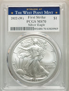 2022-(W) S$ Silver Eagle Struck at West Point FS PCGS MS70