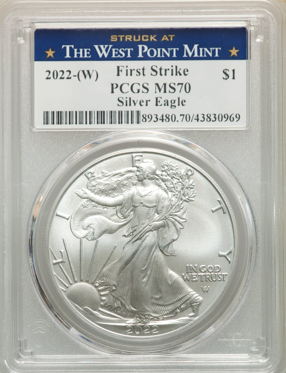 2022-(W) S$ Silver Eagle Struck at West Point FS PCGS MS70