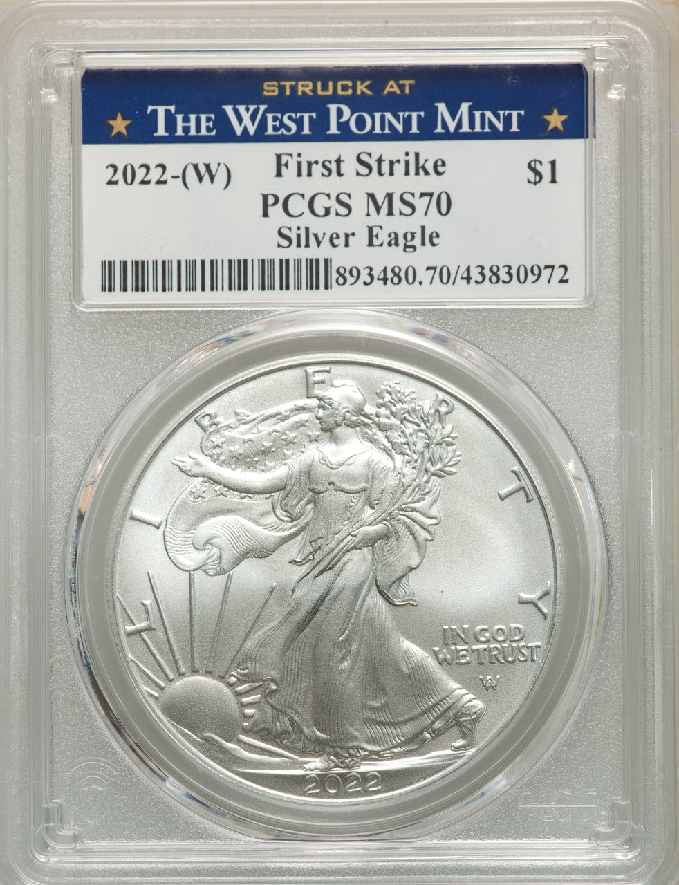 2022-(W) S$ Silver Eagle Struck at West Point FS PCGS MS70