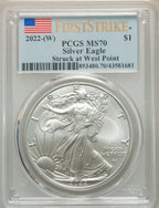 2022-(W) S$ Silver Eagle Struck at West Point FS PCGS MS70