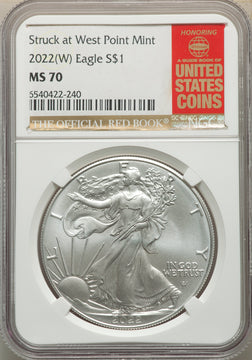 2022-(W) S$ Silver Eagle Struck at West Point NGC MS70