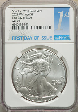 2022-(W) S$ Silver Eagle Struck at West Point FDI NGC MS70