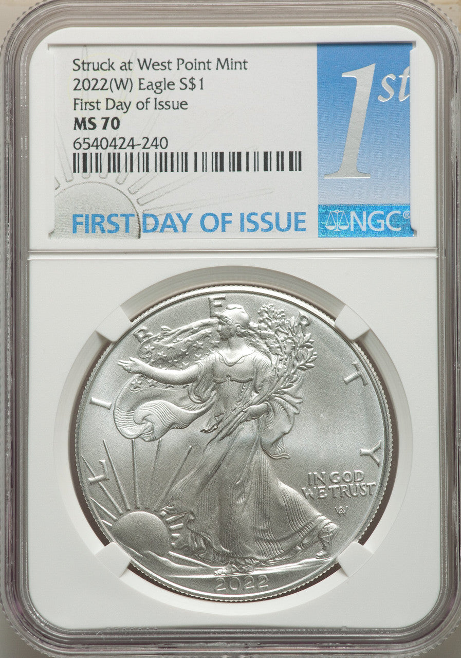 2022-(W) S$ Silver Eagle Struck at West Point FDI NGC MS70