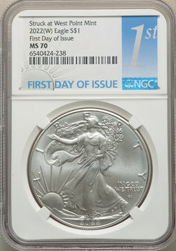 2022-(W) S$ Silver Eagle Struck at West Point FDI NGC MS70