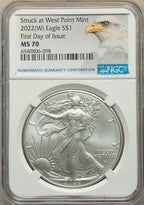 2022-(W) Silver Eagle Struck at West Point FDI NGC MS70 Eagle Label