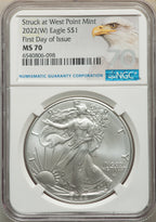 2022-(W) S$ Silver Eagle Struck at West Point FDI NGC MS70