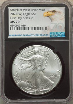 2022-(W) S$ Silver Eagle Struck at West Point FDI NGC MS70