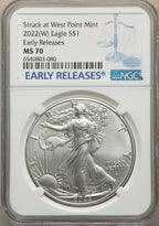 2022-(W) S$ Silver Eagle Struck at West Point FS NGC MS70