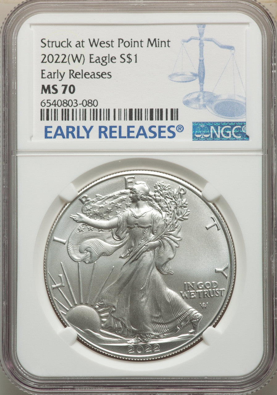 2022-(W) S$ Silver Eagle Struck at West Point FS NGC MS70