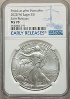 2022-(W) S$ Silver Eagle Struck at West Point FS NGC MS70