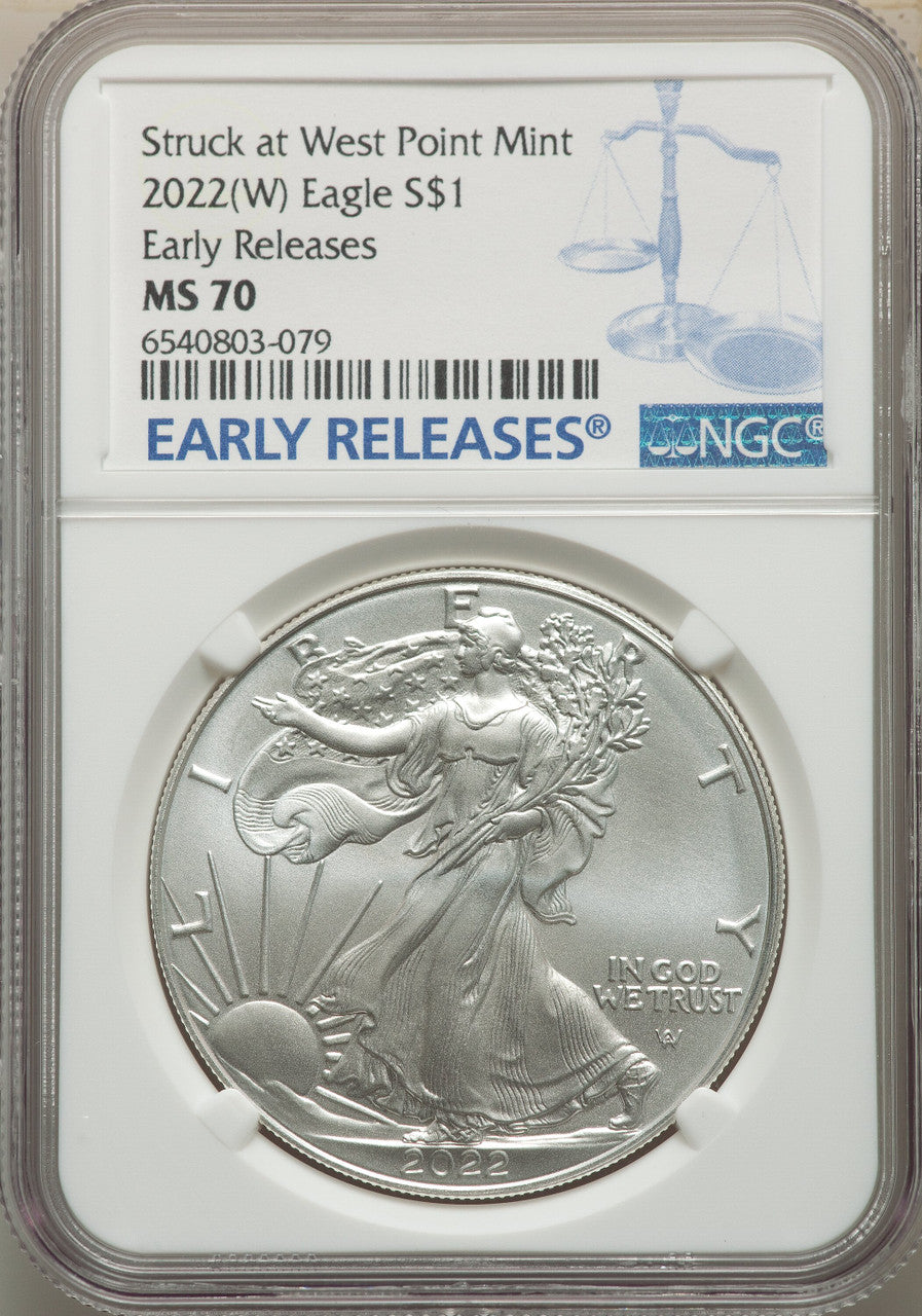 2022-(W) S$ Silver Eagle Struck at West Point FS NGC MS70