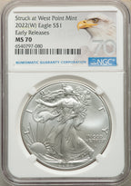 2022-(W) S$ Silver Eagle Struck at West Point FS NGC MS70