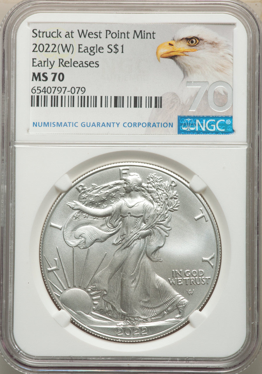 2022-(W) S$ Silver Eagle Struck at West Point FS NGC MS70