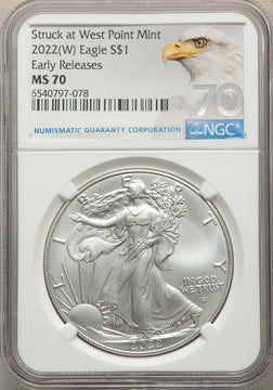 2022-(W) S$ Silver Eagle Struck at West Point FS NGC MS70