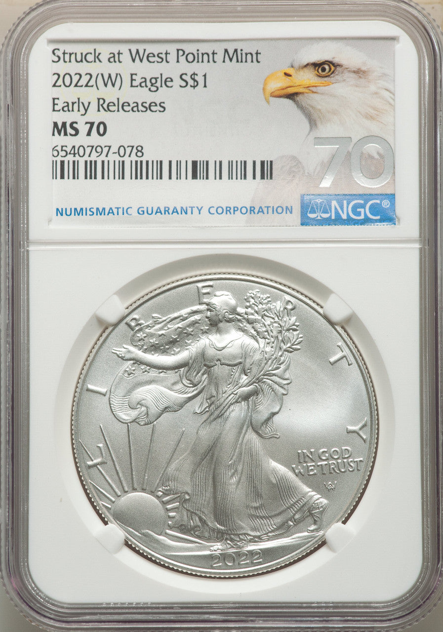2022-(W) S$ Silver Eagle Struck at West Point FS NGC MS70