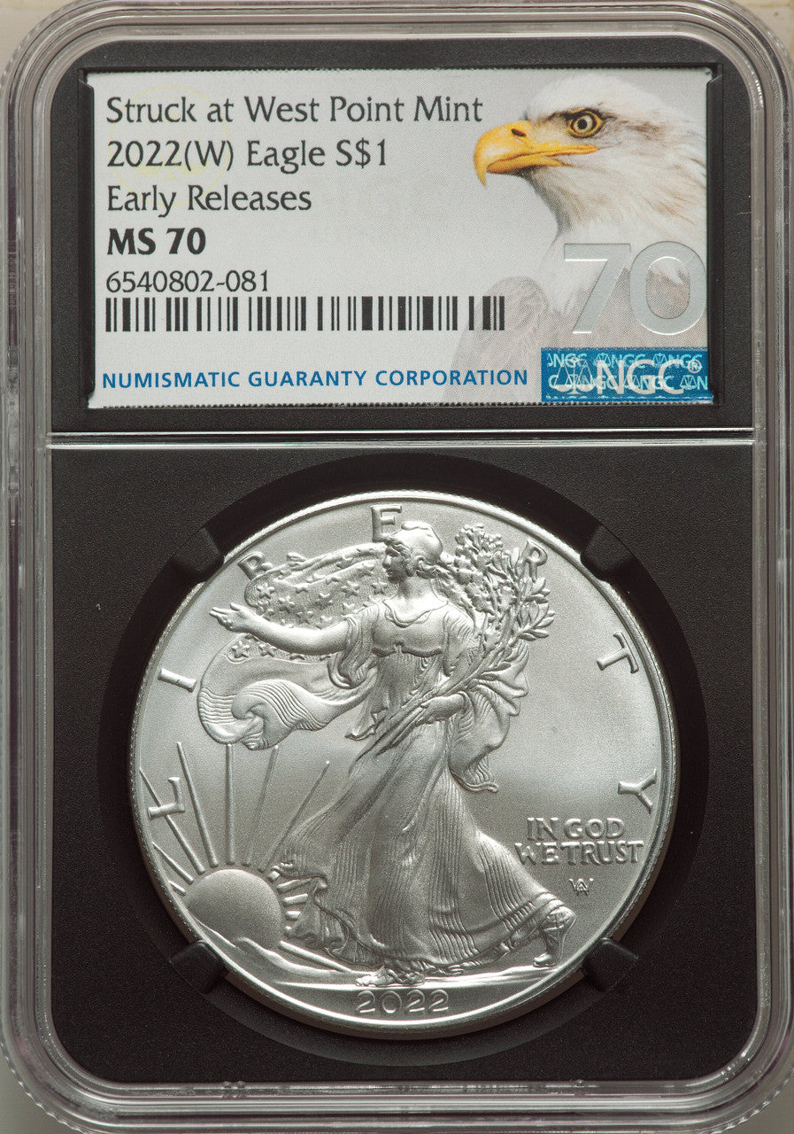 2022-(W) S$ Silver Eagle Struck at West Point FS NGC MS70