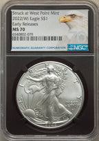 2022-(W) S$ Silver Eagle Struck at West Point FS NGC MS70