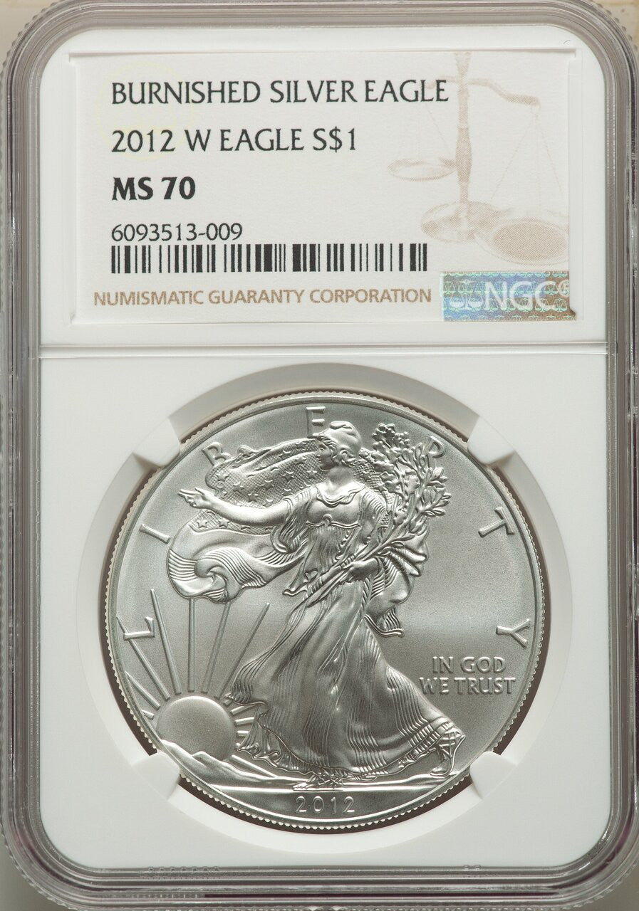 2012-W Burnished Silver Eagle NGC MS70