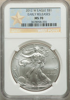 2012-W S$1 Silver Eagle Burnished First Strike SP NGC MS70