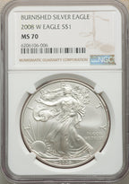 2008-W S$1 Silver Eagle Burnished SP NGC MS70