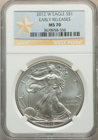 2012-W S$1 Silver Eagle Burnished First Strike SP NGC MS70