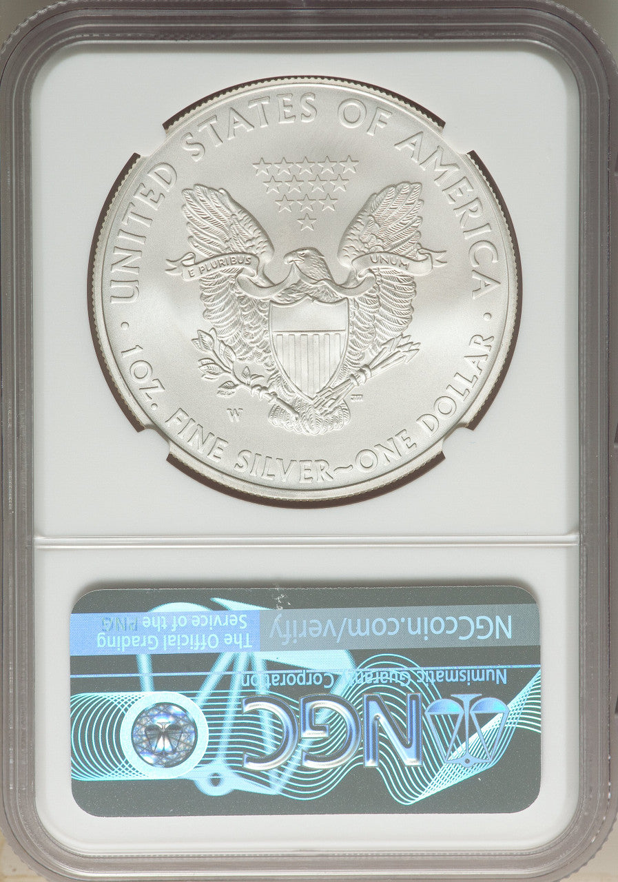 2008-W S$1 Silver Eagle Burnished SP NGC MS70