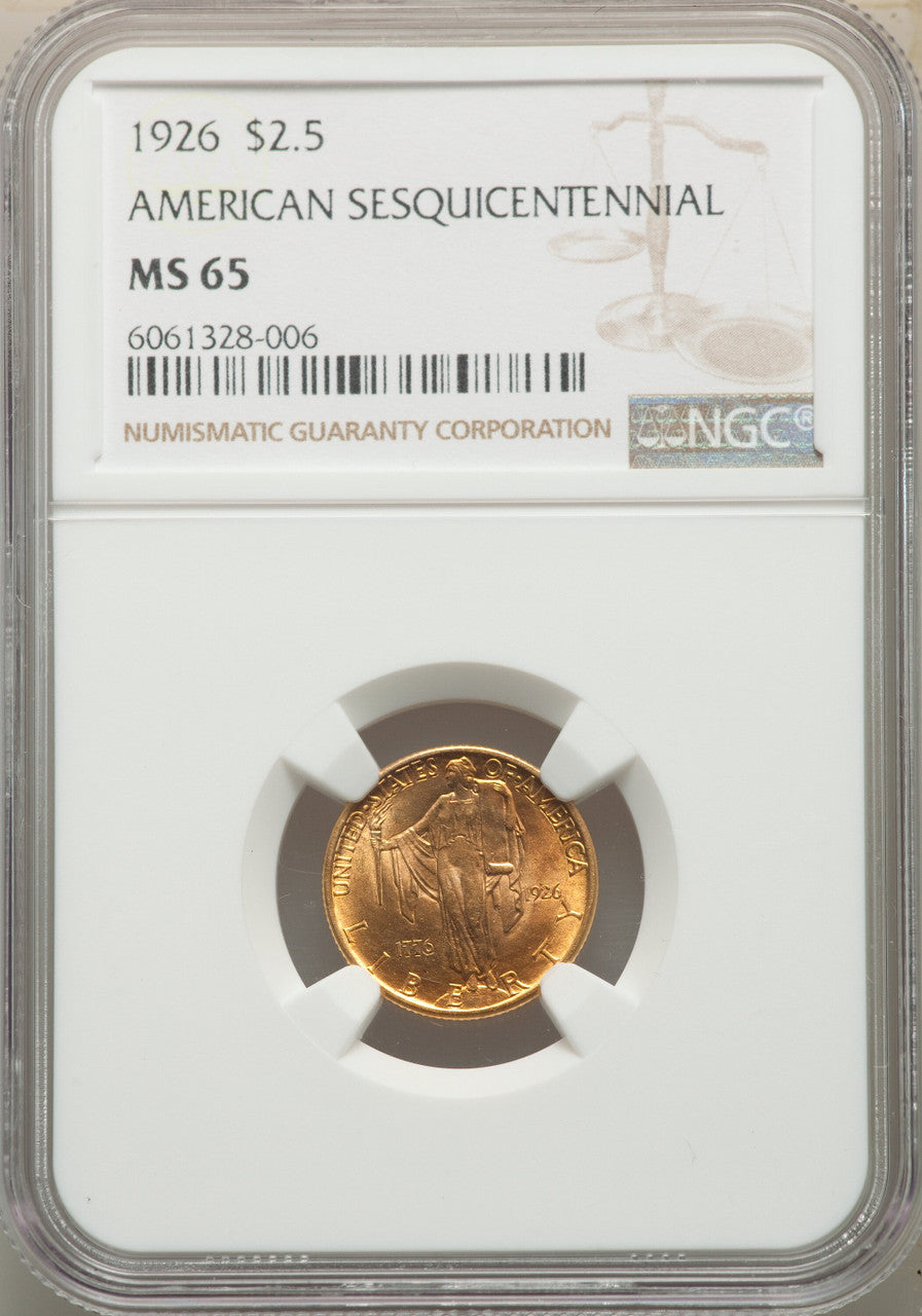 1926 $2.50 SESQUI Commemorative Gold NGC MS65