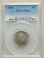 1886 5C Liberty Nickel PCGS MS62