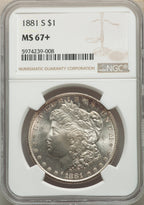 1881-S S$1 NGC Plus Morgan Dollar NGC MS67+