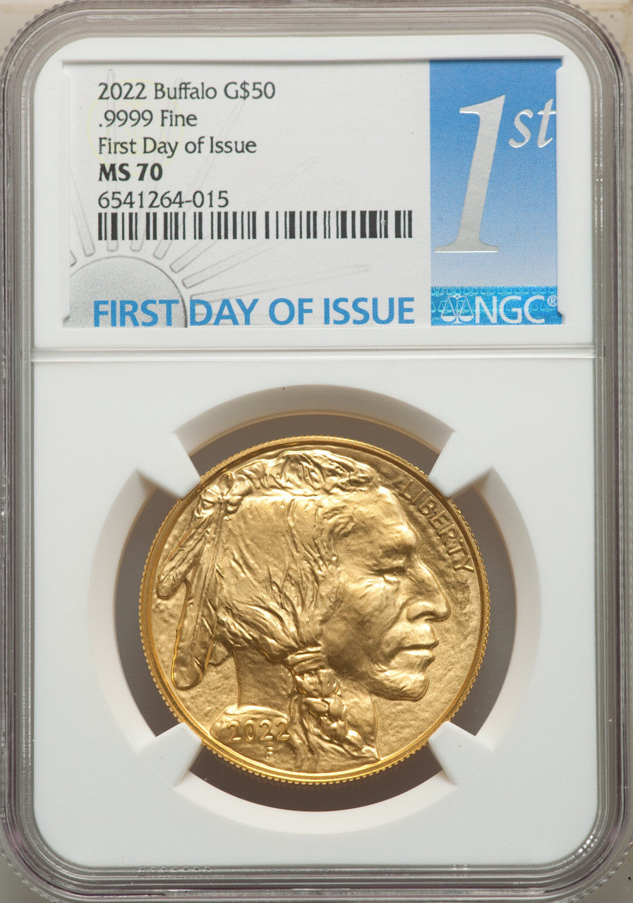 2022 $50 One-Ounce Gold Buffalo .9999 Fine Gold FDI NGC MS70