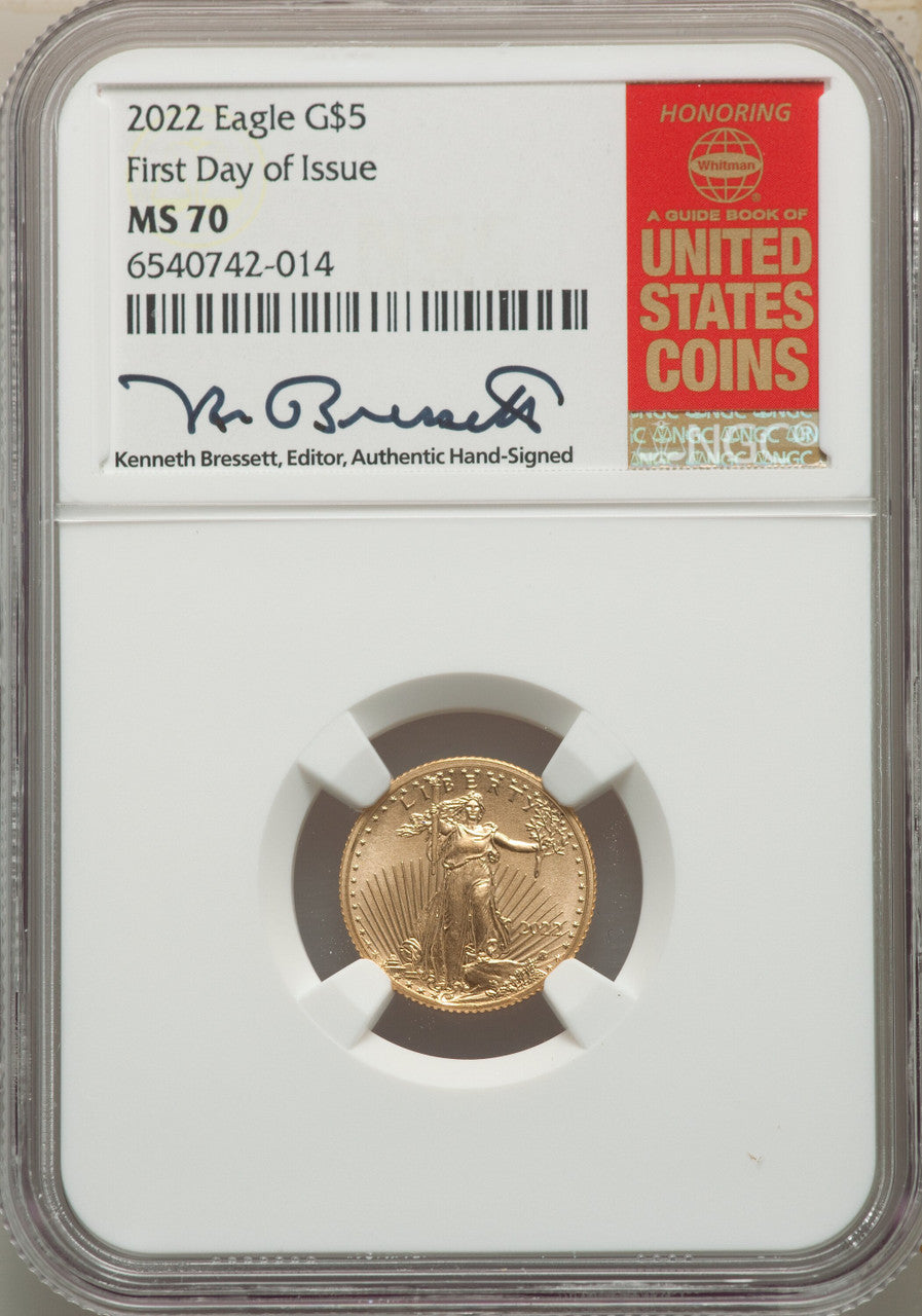 2022 $5 Tenth Ounce Gold Eagle FDI NGC MS70