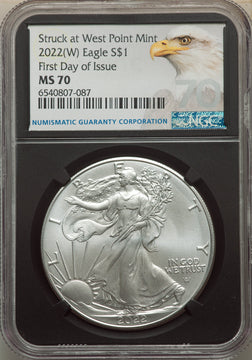2022-(W) S$ Silver Eagle Struck at West Point FDI NGC MS70