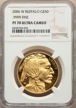 2006-W $50 One-Ounce Gold Buffalo .9999 Fine Gold NGC PF70