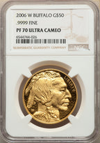 2006-W $50 One-Ounce Gold Buffalo .9999 Fine Gold NGC PF70