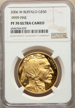 2006-W $50 One-Ounce Gold Buffalo .9999 Fine Gold NGC PF70