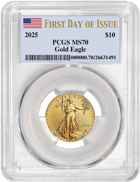 2025 1/4 oz American Gold Eagle First Day of Issue PCGS MS70
