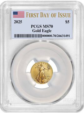 2025 1/10 oz American Gold Eagle PCGS MS70 First Day of Issue